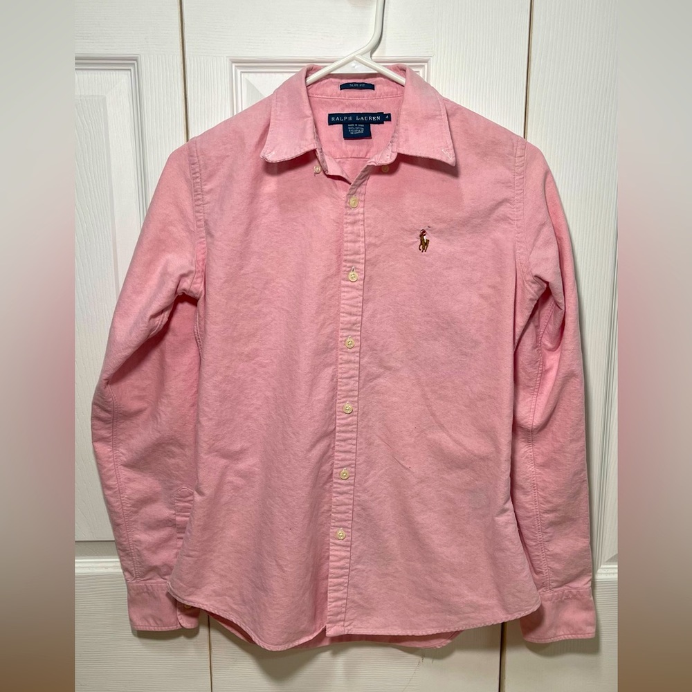 Pink Ralph Lauren Slim Fit Oxford Shirt size 4